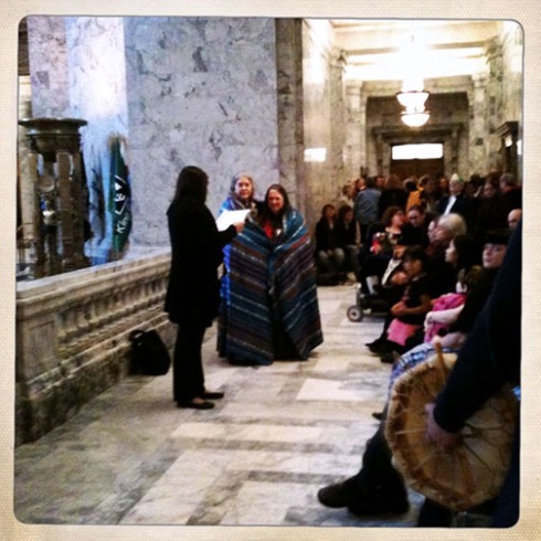 near the end of a Native American ceremony - these ladies also provided the amazing cakes at the reception!
